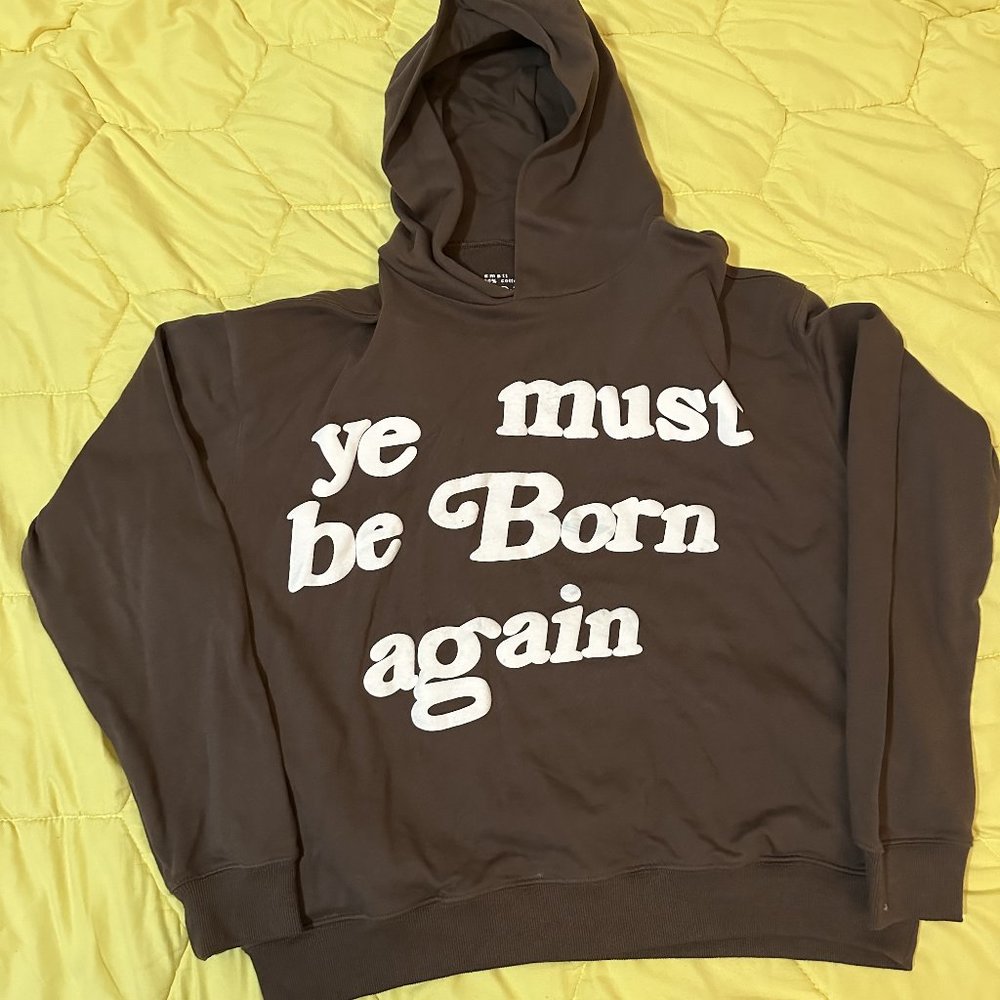 Ye Must Be Born Again Hoodie Size Small Brown